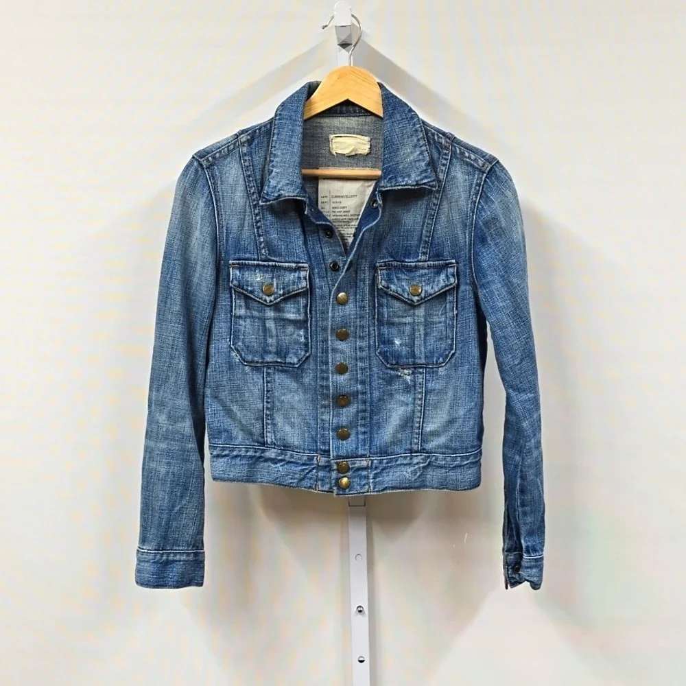 Current Elliott Kids The Snap Jacket Wishing‎ Well Destroy Denim Blue 4002-0001